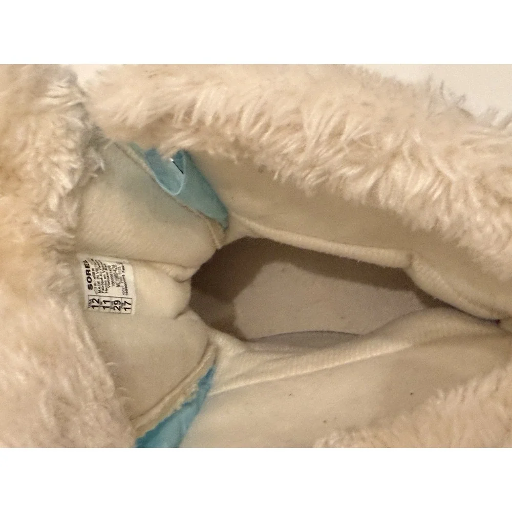 Sorel Kids Snow Boots Size 12 Blue Faux Fur Waterproof Winter Boots‎ NC1960